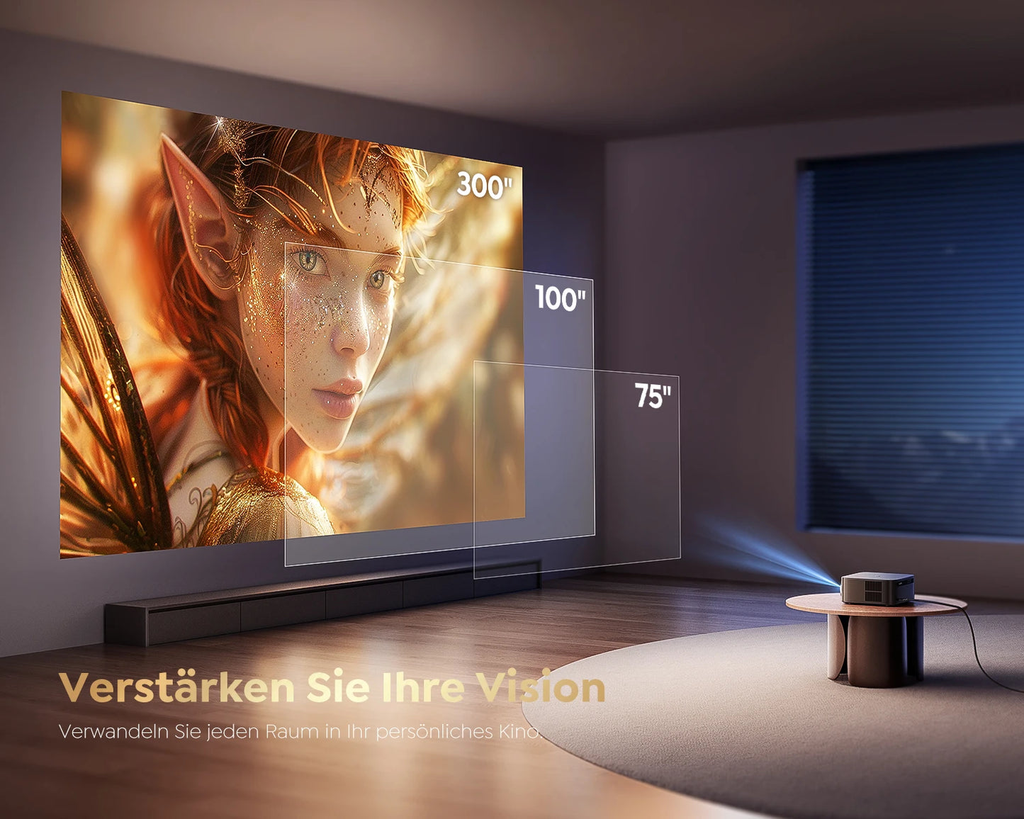 Proyector FHD 1080P Proyector Bluetooth WiFi Netflix Oficialmente y Enfoque automático AI 1500 ANSI 30000 lúmenes Enfoque automático Soporte 4K